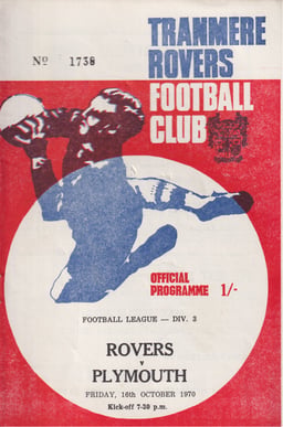 Tranmere Rovers v Plymouth Argyle Match Programme 1970-10-16